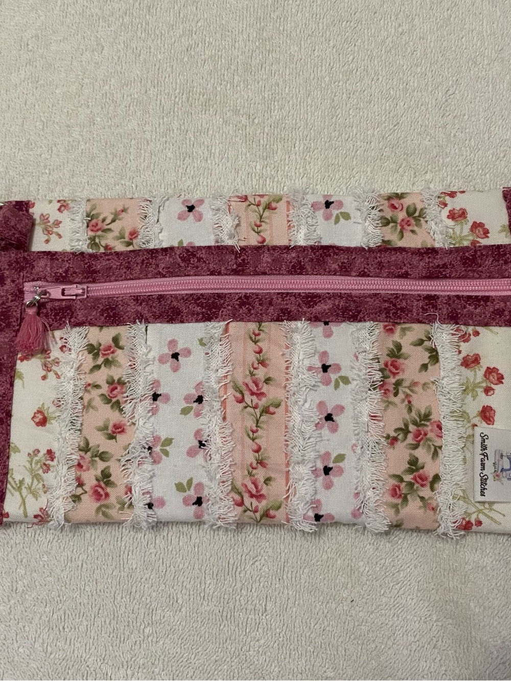 Pink Floral Quilted Wristlet Clutch